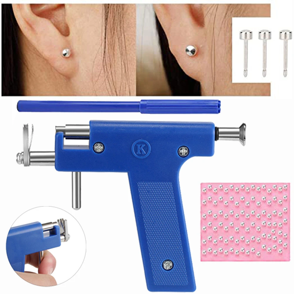 Professional Ear Piercing Gun Tool Set 98pcs Ear Studs Steel Ear Nose