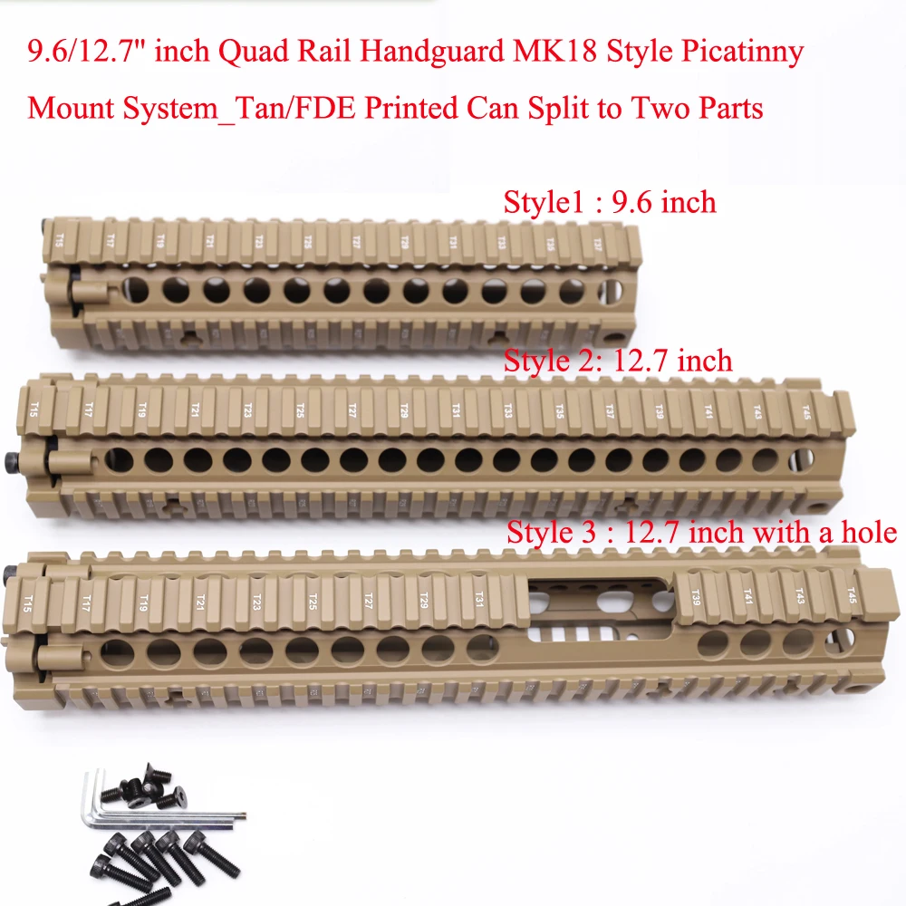 Aplus 9 6/12 7 ''Quad Rail Handguard MK18 Style Picatinny Mount System может разделиться на две части _ TAN/FDE