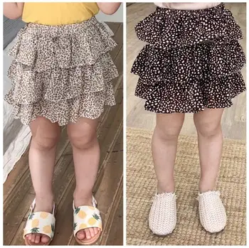 

2020 new girls leopard ruffles skirt summer chiffon fashion kids girls skirts 1-6 years