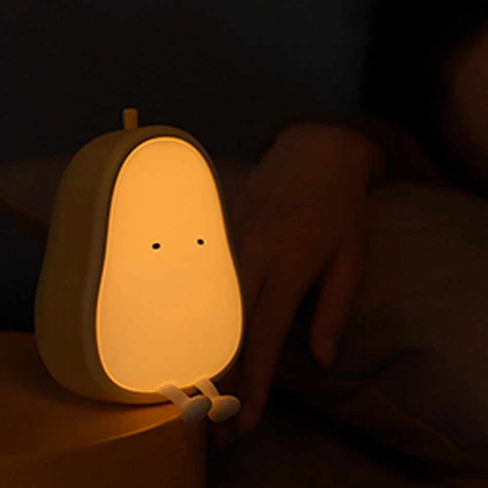 LED Pear-shaped Fruit Night Light USB Rechargeable Dimming Table Lamp Bedroom Bedside Decoration Silicone Light Kid Gift potato night light