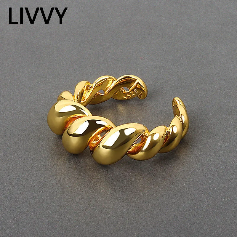 LIVVY Silver Gold Color Rings For Vintage Trend Engagement For Women Jewelry Gifts Accessories