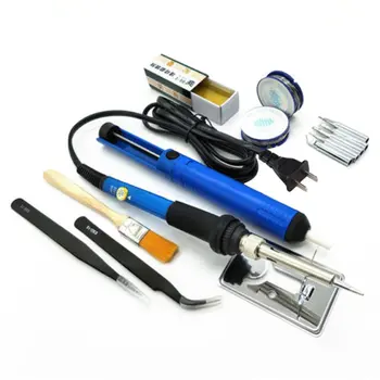 

60W 200-450 Degree Adjustable Temperature Electric Soldering Iron Welding Tool Kit with Solding Wire Tweezers Desoldering Pump
