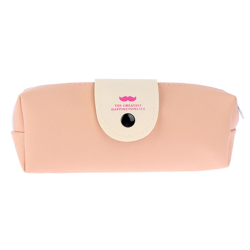 20*8 cm Hot Snap Fastener PU PencilsBags Kawaii Girl Pencil Case Durable Large Capacity School Supplies Stationery