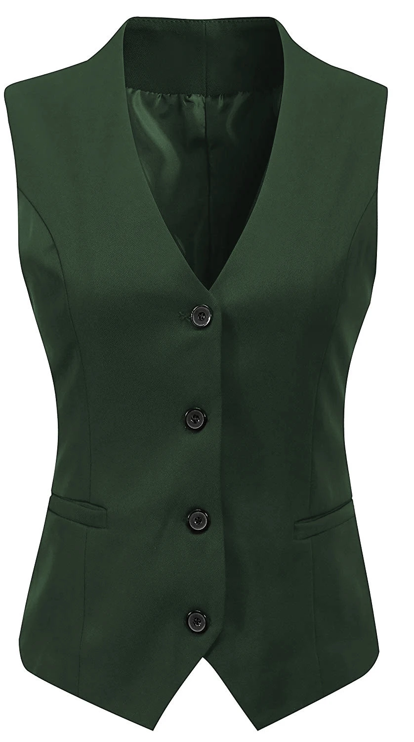 Women's Formal 4 Button V-Neck Business Dress Suit Vest Waistcoat Жилет женский 4