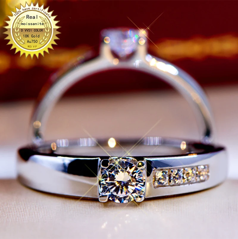 

18K goldr ring 1ct D VVS moissanite men ring Engagement&Wedding Jewellery with certificate 004