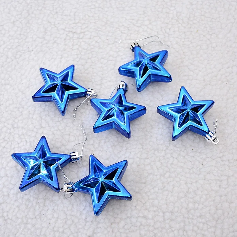 

6PCS Star Shaped Tree Christmas Pendants Plastic Baubles Drop Ornaments Home Birthday Party Wedding Decoration