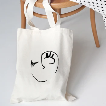 

Casual Shoulder Large Capacity Shopping Bag Girls Face Art Print Handbag Women Simple Package Tote Bag Student School Bags