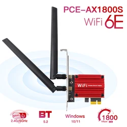 Carte réseau wi fi 6 802.11AX, 1800 mb/s, 2.4 mb/s, 5.2 mb/s, adaptateur réseau sans fil PCIe, 1200 GHz/5GHz, pour connexion Bluetooth MU MIMO 