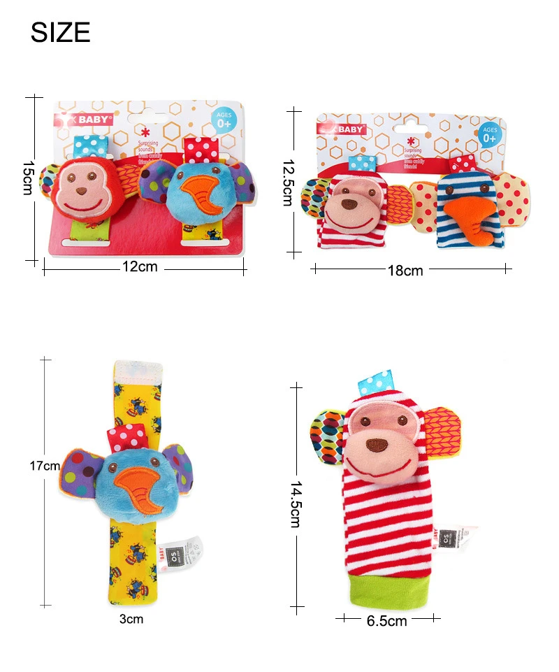Детские мягкие погремушки Lucky Hooo игрушки для младенцев с мультяшными животными