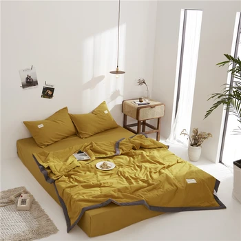

Brief Style Solid Color Summer Quilt Pillowcase Cotton Air Conditioner Duvet Washable Blanket Summer Bed Quilt for Adults