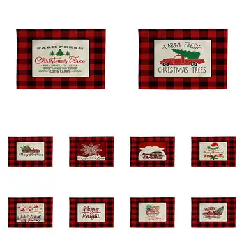 

Christmas Plaid Placemat Tablecloth Soft Mat Washable Fabric Table Mats Napkins Simple Design Tableware Home Table CDL902