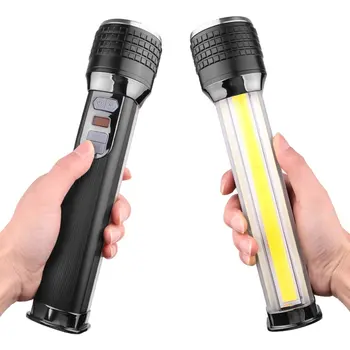 

P70+COB Lamp Beads Super Bright Lcd Display Flashlight Built-in 4 X 2000mah Lithium Battery Adjustable Focus and Zoom