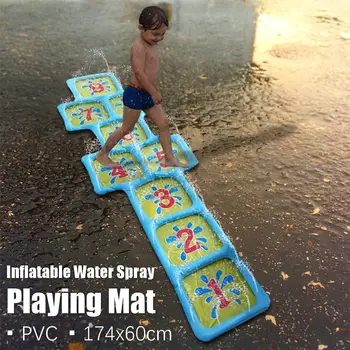 

174x60cm Children Inflatable Spray Water Mat Sprinkler Outdoor Garden Playing Beach Lawn Play Mat Jumping Number Cushion Pad