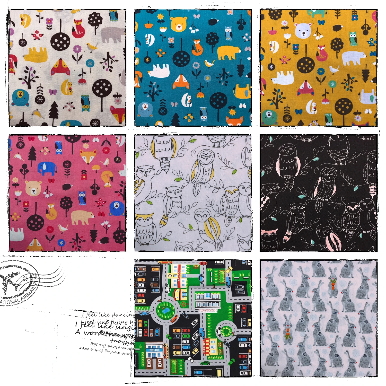 

Free shipping Half a yard sale cloth art of DIY quilt fabric material imported from Japan thin canvas cotton print head
