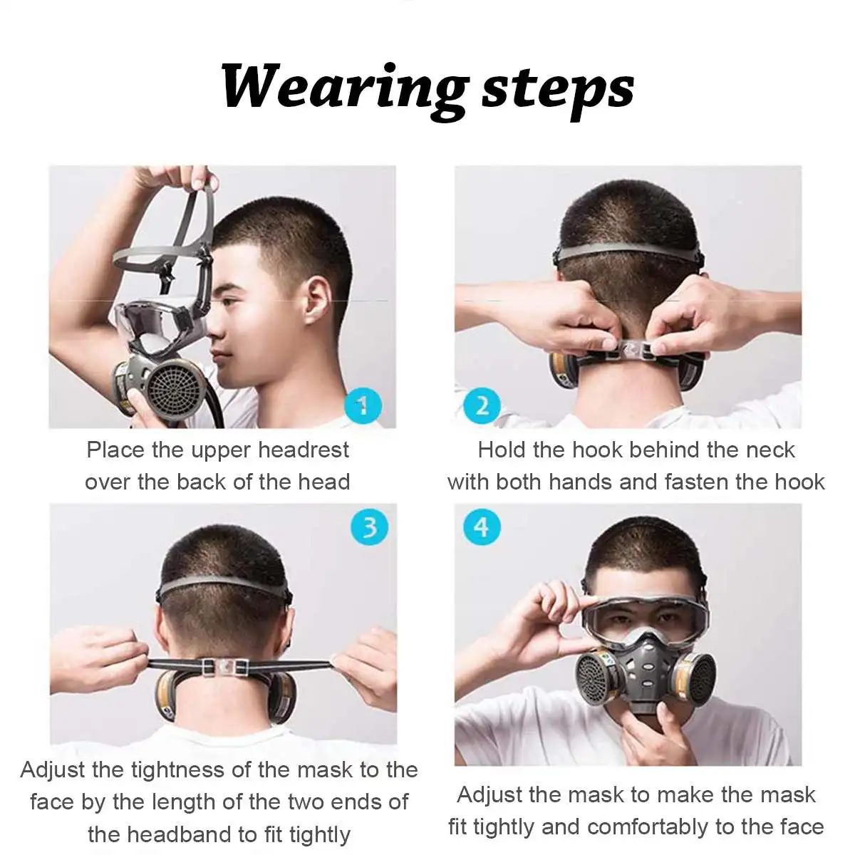 DH-Anti-Dust Full Mask With Glasses Safety Spray Paint Chemical Pesticide Decoration Formaldehyde With Replace Filter Respirator industrial gloves