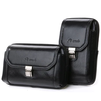 

Male Ratro Zipper Men's Waist Bags Small Solid Color Card Holder 6.5 inch Phone Packs Belt Fanny Purse