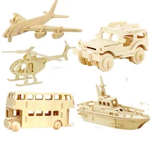 Дети 3D Деревянный Самолет игрушки Дети Пазлы транспортных средств окружающей среды Собранный самолет обучения Образование автомобиль-головоломка игрушка
