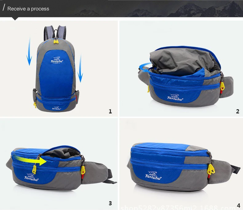 Outdoor Sports Backpack Light Weight Waterproof Travel Hiking Bag Storage Adjustable Belt Camping Foldable Portable Waist Bags