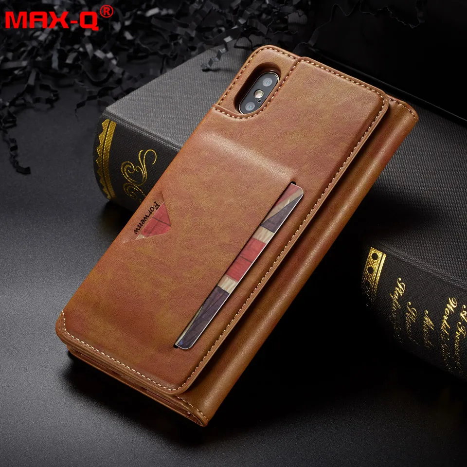 Роскошный чехол из натуральной кожи PU для Apple iphone X XS MAX XR откидная крышка-кошелек 6