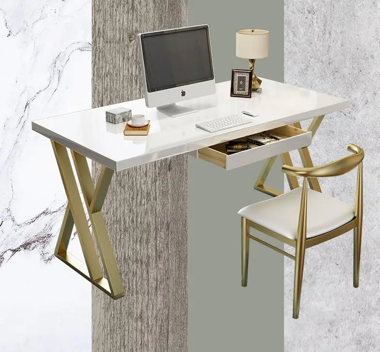 Solid wood computer desk modern simple family study desk bedroom white paint light luxury desk chair combination electric toothbrush holder storage rack light luxury bathroom mouthwash cup desktop family three storage rack