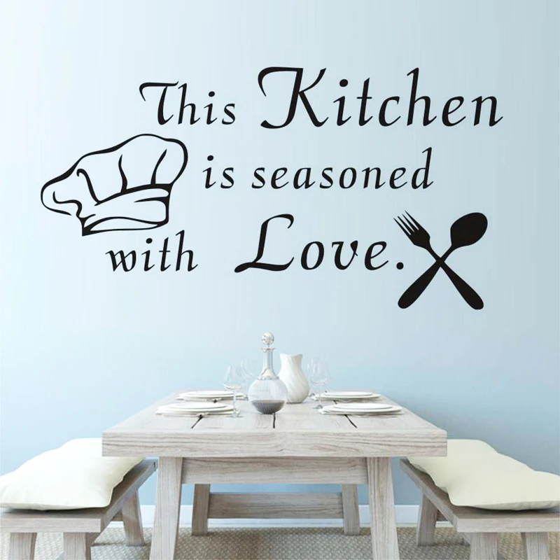 Kitchen is Seasoned With Love Letter Pattern Wall Sticker PVC Removable Home Decor DIY background | Дом и сад