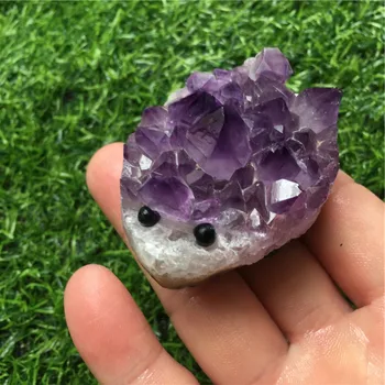 

Natural crystal animal amethyst carving hedgehog gift art collection home decoration