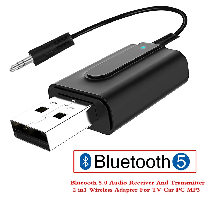 

2 In 1 Bluetooth 5.0 Audio Transmitter Receiver Wireless Audio Music Adapter Dongle for TV PC Speaker Headset Car Transmitter