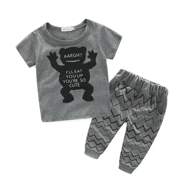 

Cartoon Print Baby's Sets New Style Cotton Little Printing Short Sleeve Infant Clothes 2 Pcs Baby Clothing Sets Baby Boy Clothes