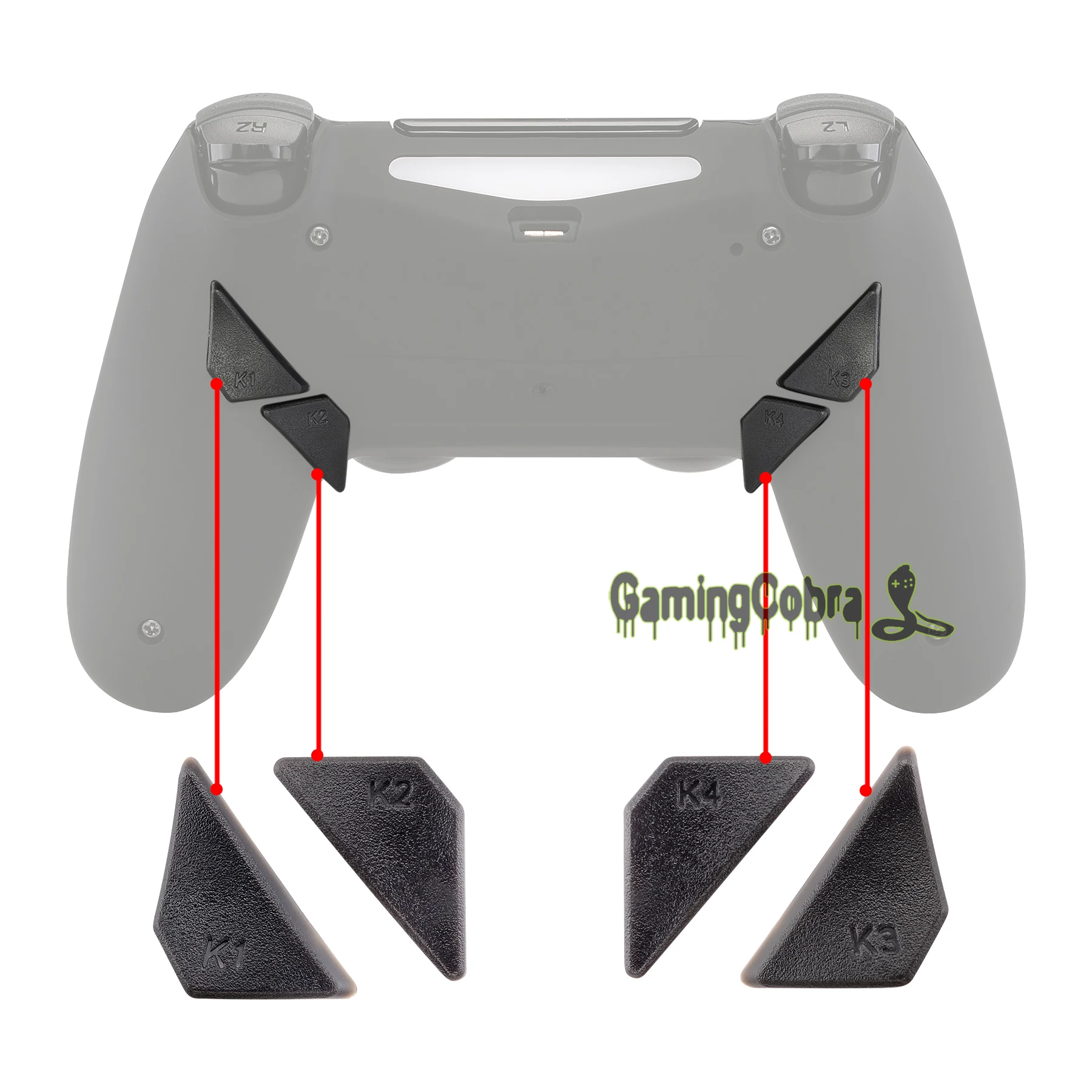 

Solid Gray Replacement Redesigned Back Buttons K1 K2 K3 K4 Paddles for eXtremeRate PS4 Controller DAWN Remap Kit