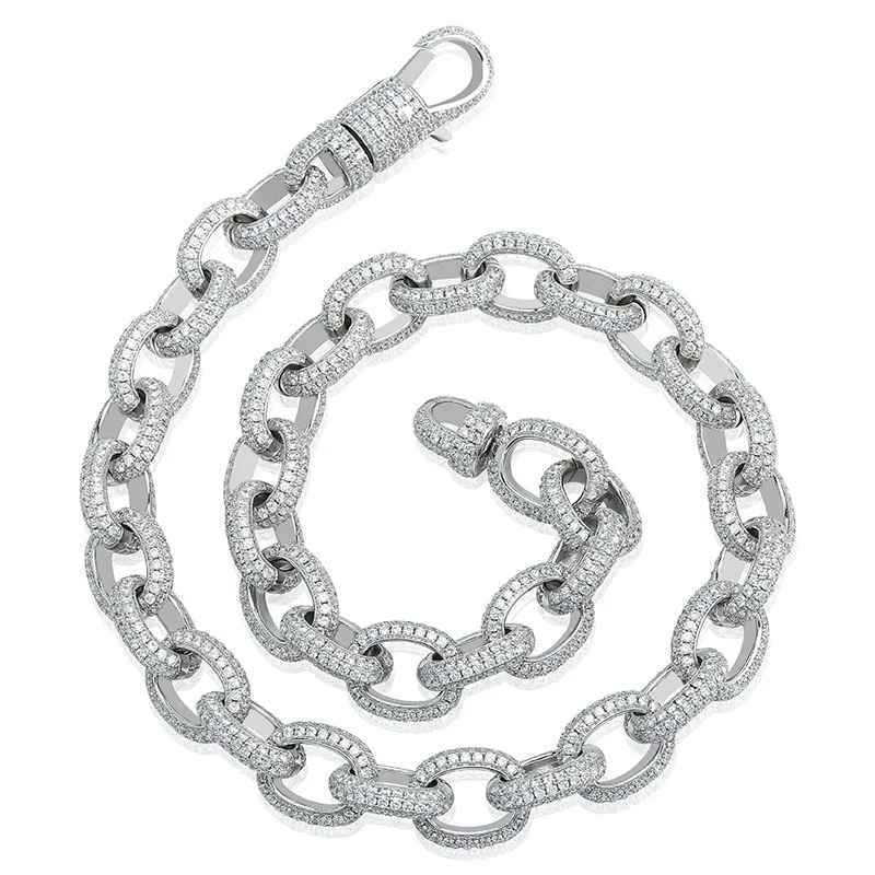 Роскошные AAA цирконовое колечко мужское ожерелье Золотое серебро Цвет Bling Iced Out CZ хип хоп рэперские цепочки мужские ювелирные изделия - Окраска металла: Silver