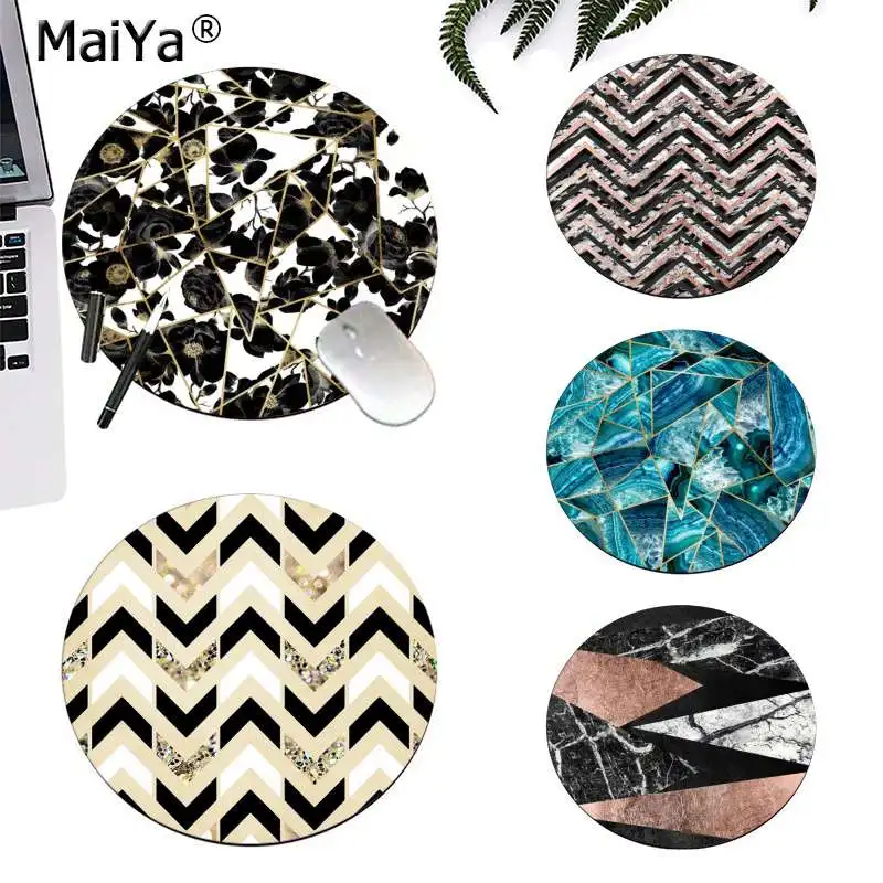 

MaiYa Design Black and White Marble and Rose Gold round Mouse pad PC Computer mat gaming Mousepad Rug For PC Laptop Notebook