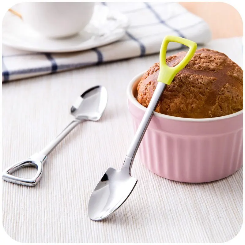 Stainless Steel Scoop Shovel Shape Spoon Long Handle Creative Spade Rice Domestic Tableware Coffee |
