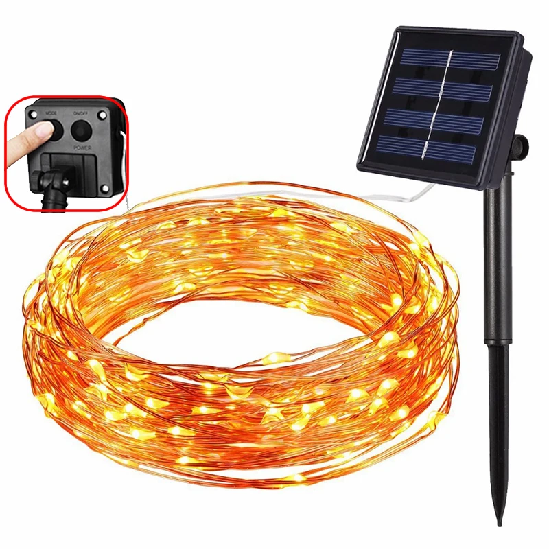 

12m 100LED / 22M 200 LED Solar String Fairy Lights Waterproof Outdoor Garland Solar Power Lamp Christmas For Garden Decoration#H