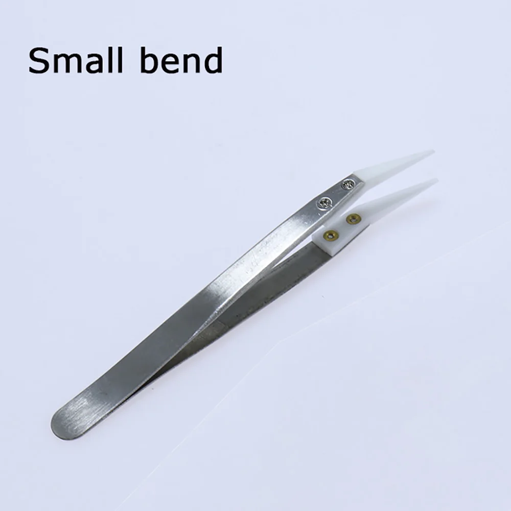 Anti-static Ceramic Stainless Steel Tweezers Industrial Precision Curved Repair Tools High Temperature Resistance Tweezer DIY