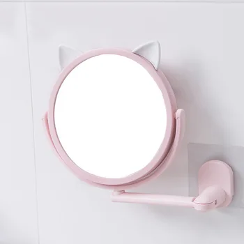 

14CM Hole-free Wall-mounted Small Cartoon Animal Creative Makeup Mirror for Bathroom Wall-mounted Self-adhesive Bathroom Mirror