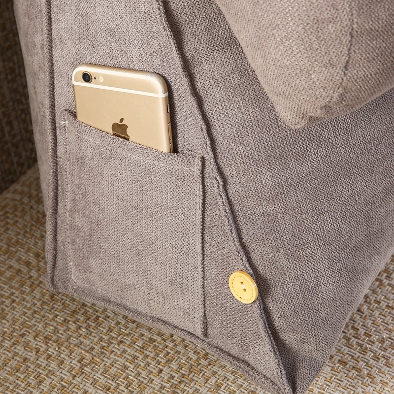 Super Soft Velvet Big Wedge Reading & Bed Rest Pillow,Large Adult Backrest Cushion with pockets,Back Support for bed sitting up