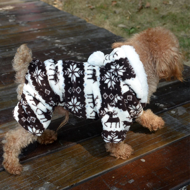 Коралловая флисовая толстовка с капюшоном для собак, одежда для маленьких собак, рождественские пальто для собак, зимний костюм для животных