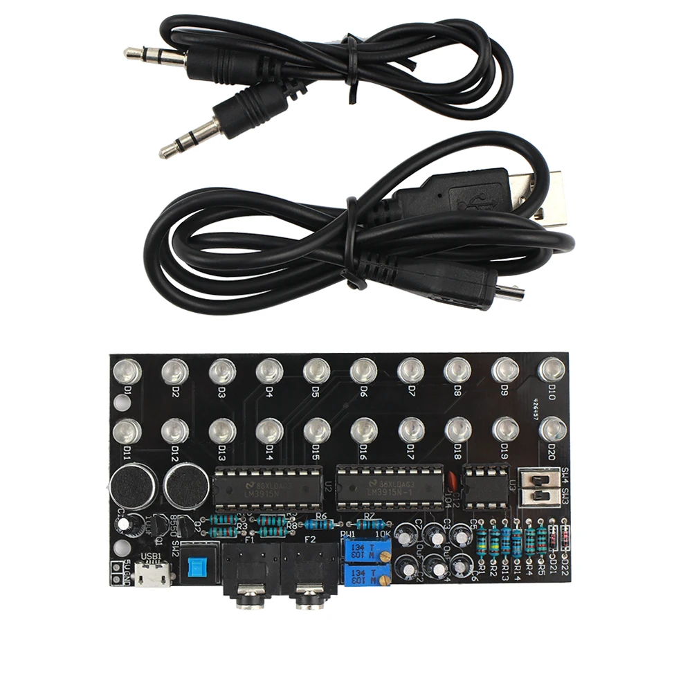 GHXAMP LM3915 Dual Channel 10 audio level indicator Kits MP3 PC Phone Speaker Music Spectrum With voice-activated