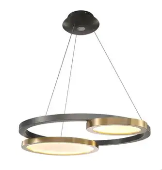 

Luxury post-modern stainless steel disc restaurant chandelier American living room light in the bedroom creative LED model room