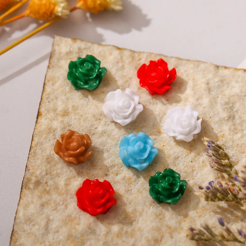

10mm 80pcs Resin Rose Beads Buttons Embellishments Scrapbooking DIY Craft