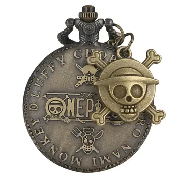 

Pirate Skull Luffy One Piece Quartz Pocket Pendant Watch Men's Women's Clock Gift Cool Cosplay For Children Reloj With Accessory