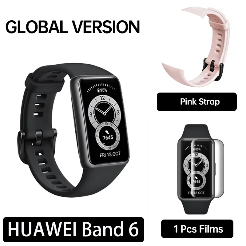 Global Version Huawei Band 6 Band6 SpO2 BT5.0 1.47'' AMOLED Screen Heart Rate Tracker 2-Week Life Braccialetto Relógio inte 