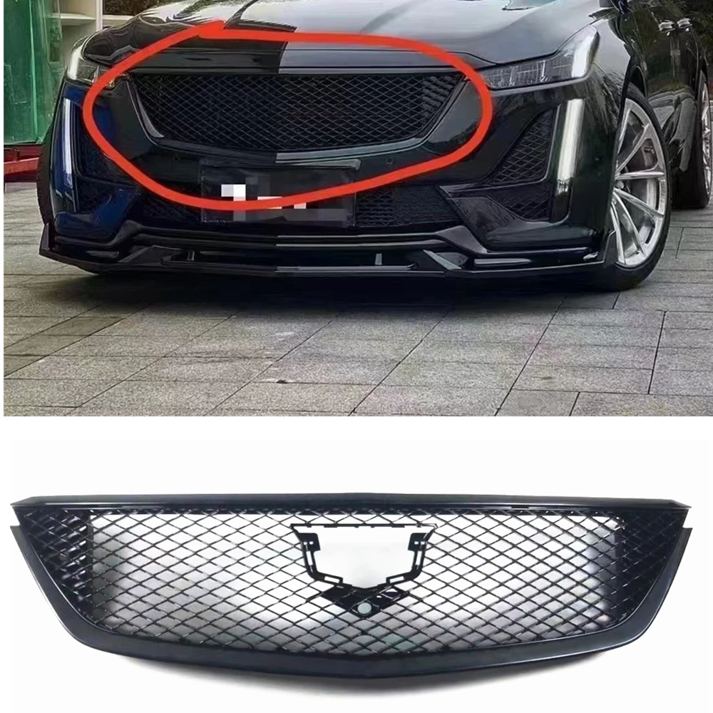 

For Cadillac CT5 2019 2020 2021 Front Grille Honeycomb Style Upper Bumper Hood Radiator Mesh Grid Grating Body Kit Racing Grills