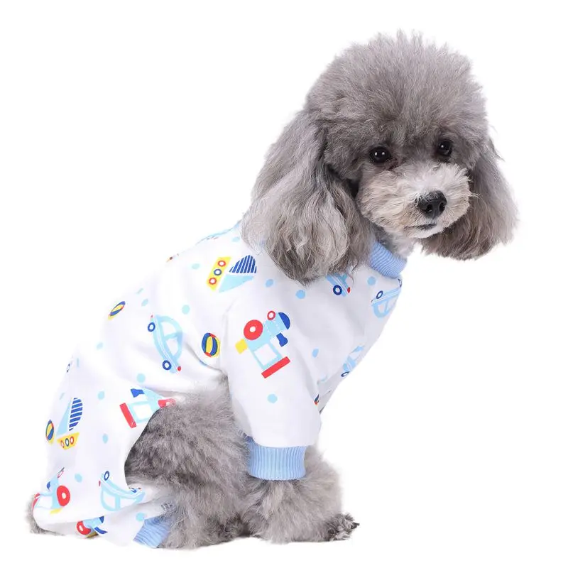 

-Pet Puppy Dog Jumpsuit Pajama Cat Dog Clothes Apparel Costume Sleepwear Clothing Car Pattern