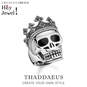 

Skull Crown Cocktail Ring in 925 Sterling Silver,Vintage Power Gift for Men,Europe Sign of Strength 2020 Summer Fine Jewelry