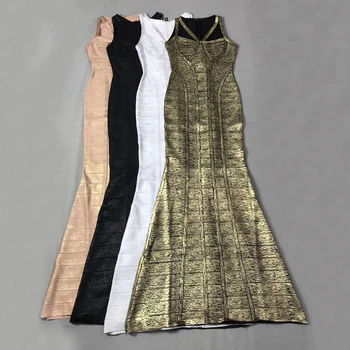 

LEGER BABE Autumn New Black Gold Silver Rayon Bandage Dress Women Sleeveless Long Gown Party Dress Maxi Mermaid Bodycon Vestidos