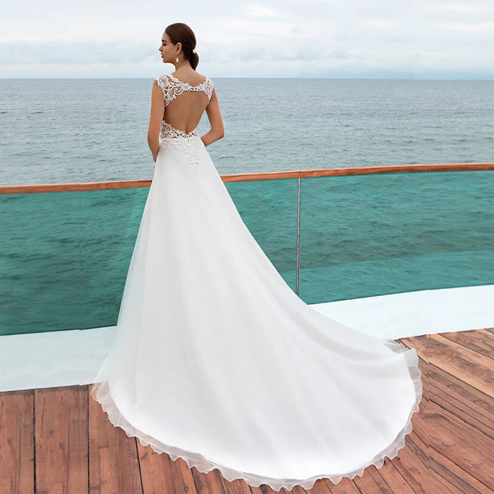 Новое поступление, пляжные свадебные платья, Vestido De Noiva Praia, сексуальные платья с открытой спиной и v-образным вырезом, элегантные платья Sukienki с аппликацией из бисера