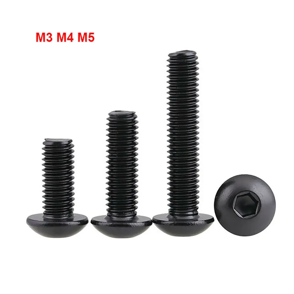 M3 M4 M5 Винты С Шестигранным шестигранником и полукруглой головкой DIN7380 черные