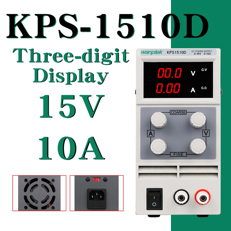 

15V 10A Adjustable Laboratory Power Supply Lab Mini Switching Power Supplies Bench Source Voltage For PC With 3PCS Repair Cable