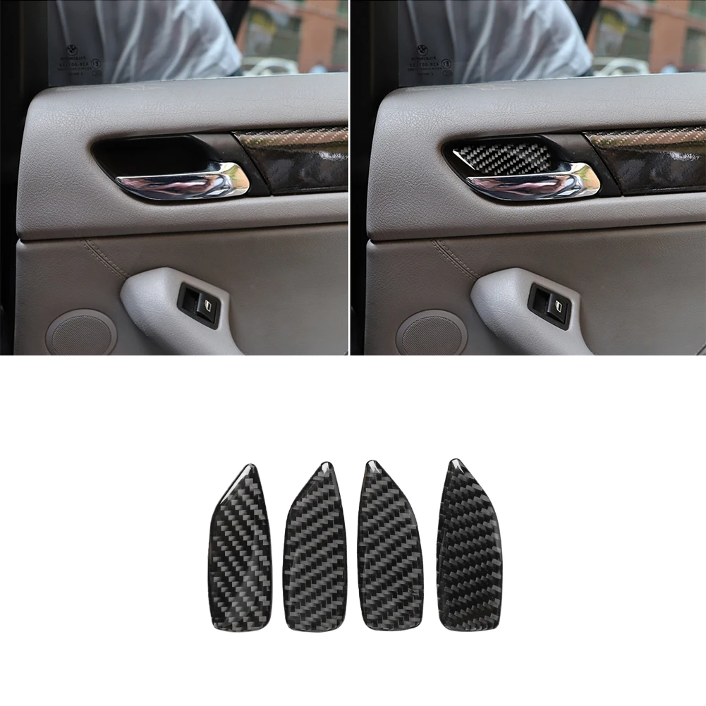 Carbon fiber Car Door Handles Bowl Trim Decorative Cover for BMW E46